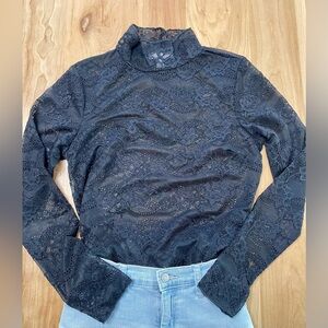 Chelsea 28 Mock Neck Sheer Floral Lace Top